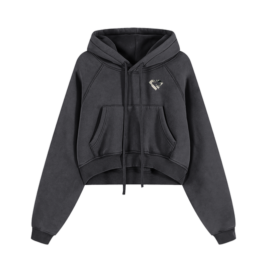 Women Washed Cropped Hoodie