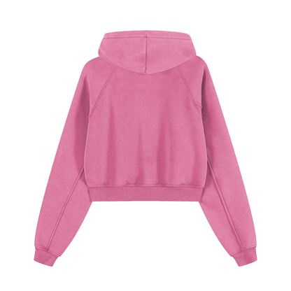 Women Washed Cropped Hoodie